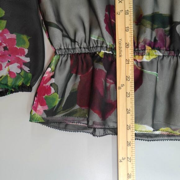 Lauren Ralph Lauren Georgette Blouse Medium Floral Sheer Bloomcore Fairy - Picture 15 of 16